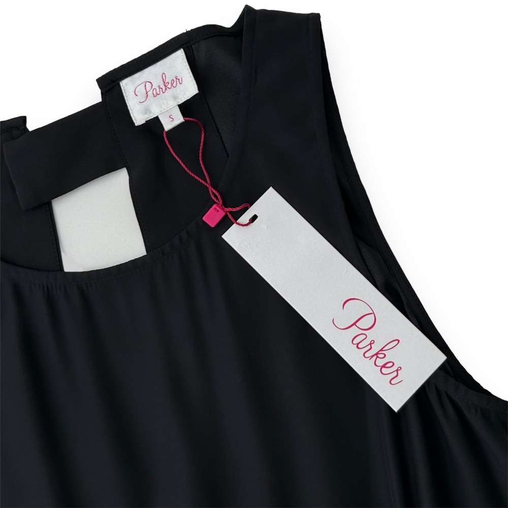 Parker Women's Size Small Black 100% Silk Sleeveless Elastic Waist Jumpsuit NWT - Picture 7 of 13